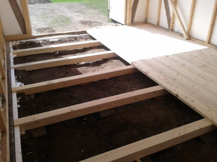 plank floor in the garage