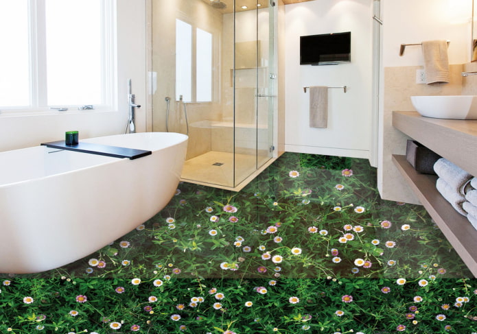 self-leveling 3D floor in the bathroom