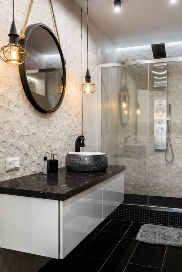 dark floor in the bathroom
