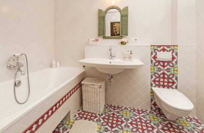 colored floor in the bathroom