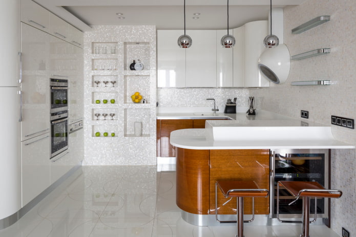 plasterboard shelves in the kitchen interior