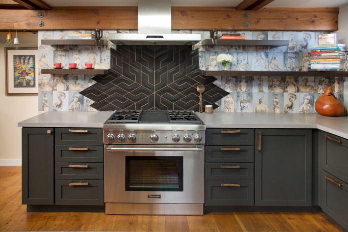 color scheme of shelves in the kitchen interior