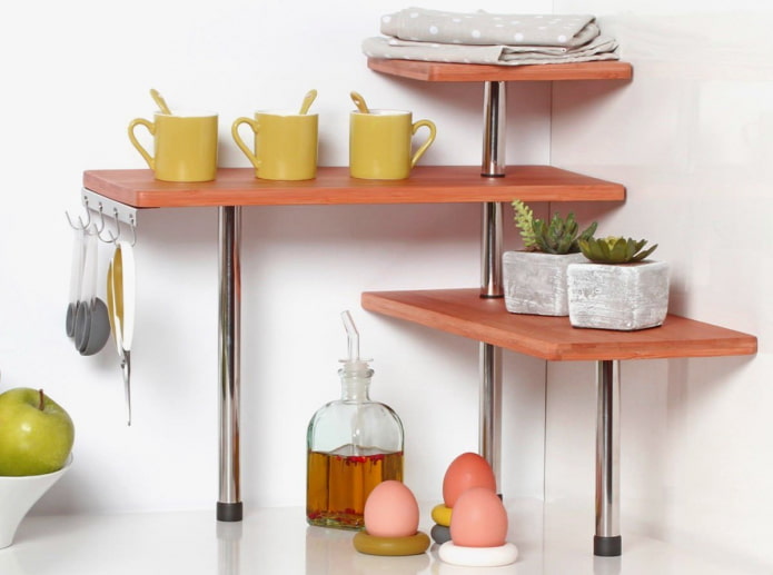 tabletop shelves in the kitchen interior