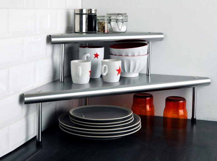 color scheme of shelves in the kitchen interior