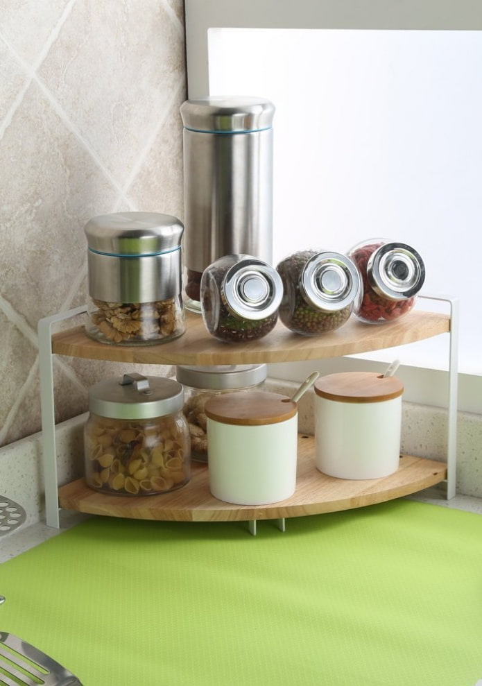 shelves for food in the kitchen interior