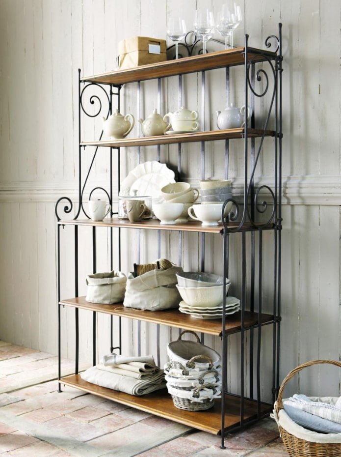 forged shelves in the kitchen interior