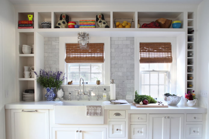 open shelves in the kitchen interior