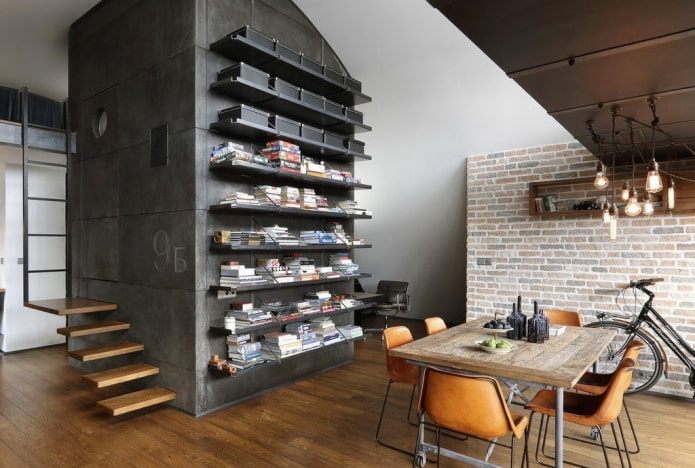 horizontal shelves in the kitchen interior