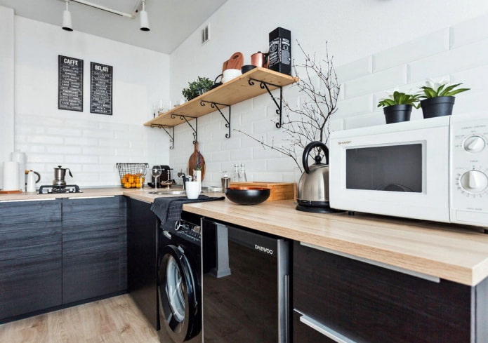 open shelves in the kitchen interior