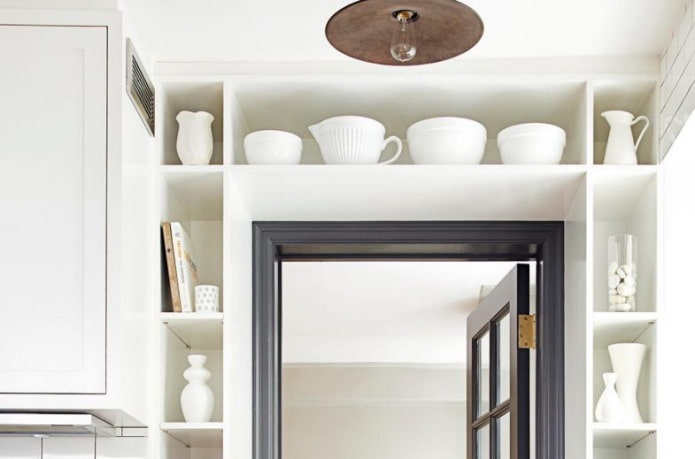 shelf above the door in the kitchen interior
