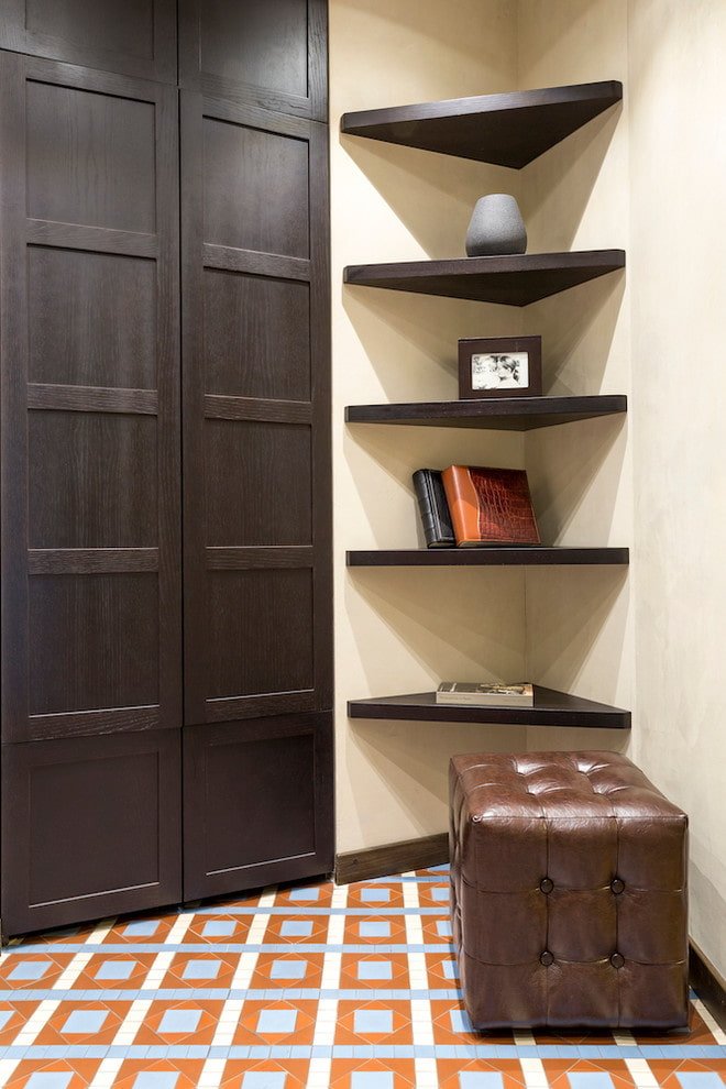 corner wall shelves in the interior
