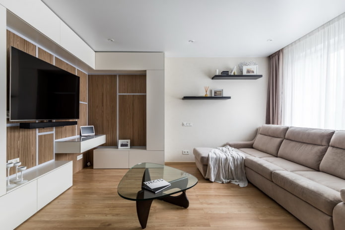 arrangement of wall shelves in the interior