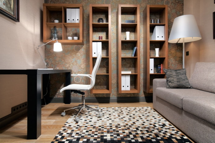 wooden wall shelves in the interior