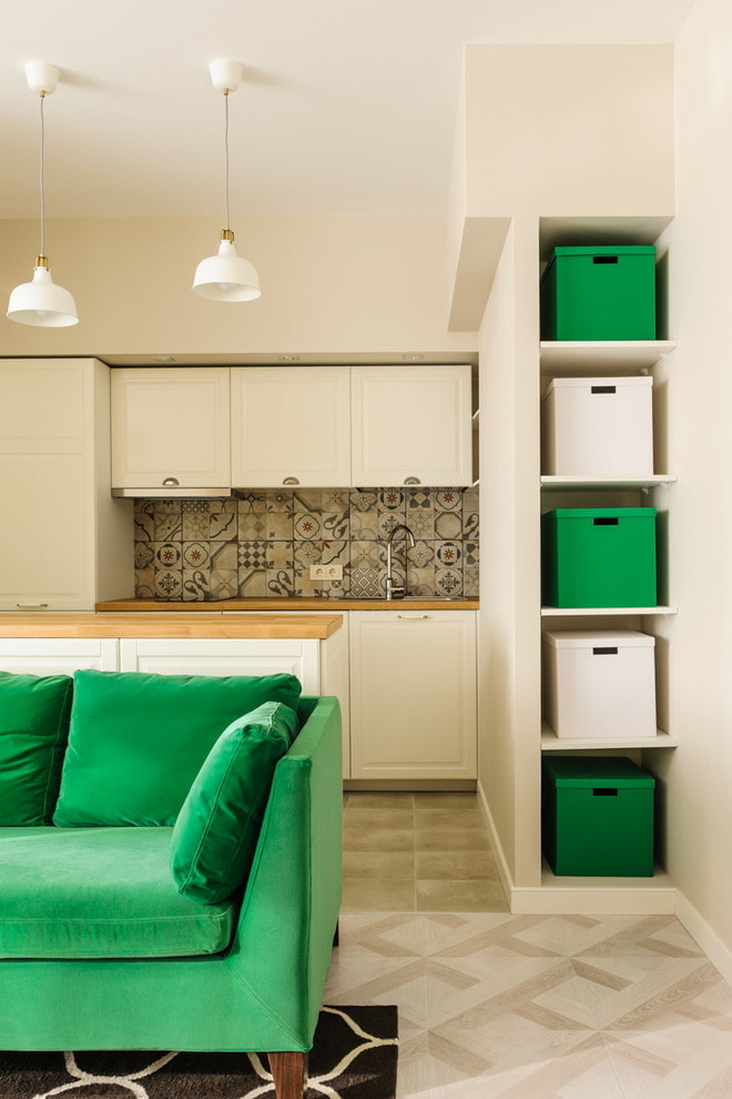 built-in wall shelves in the interior