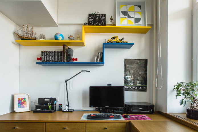 open wall shelves in the interior