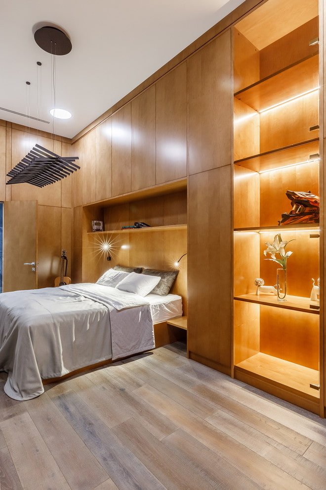 built-in wall shelves in the interior