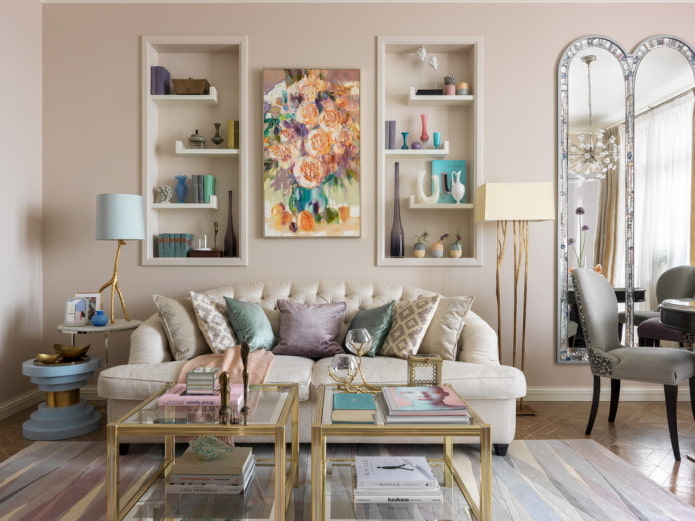 built-in wall shelves in the interior