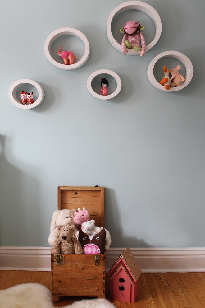 round wall shelves in the interior