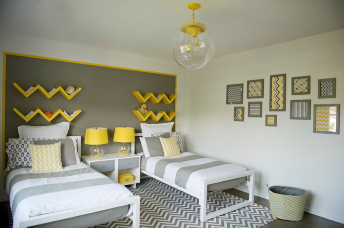 zigzag wall shelves in the interior