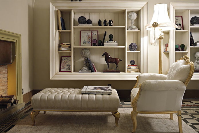 wall shelves in the interior in a classic style