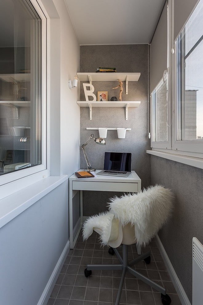 wall shelves in the balcony interior