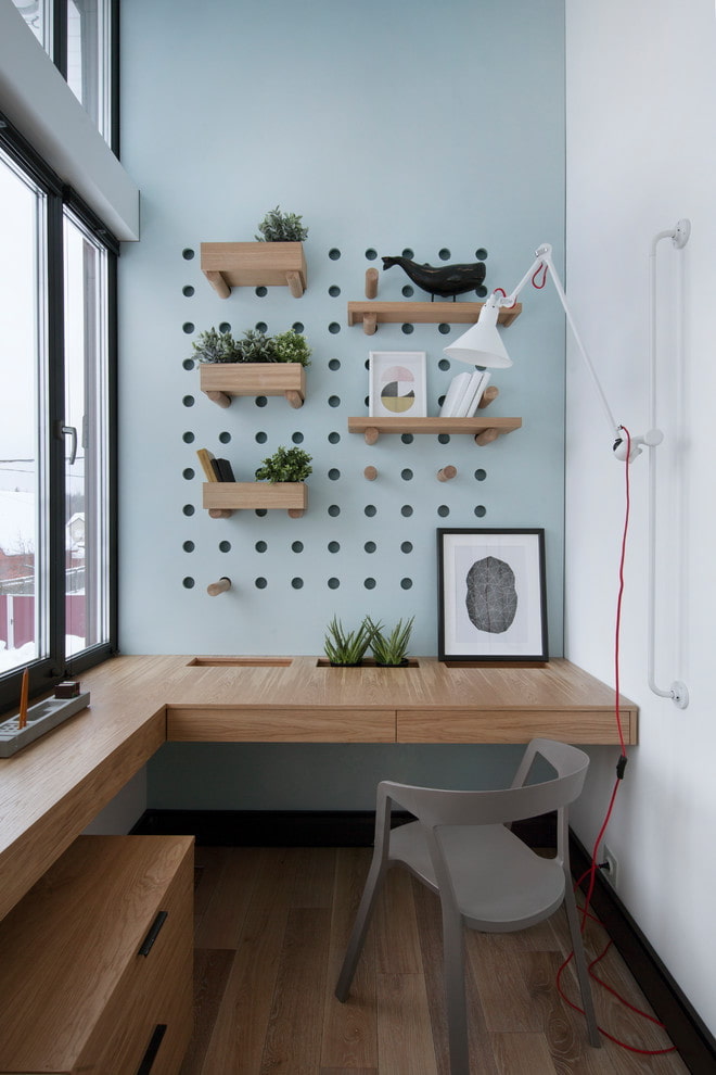 wall shelves in the balcony interior