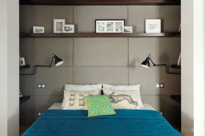 shelves above the bed in the interior