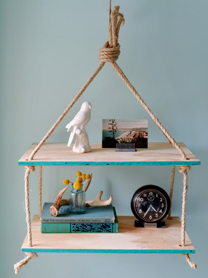 Shelf on ropes
