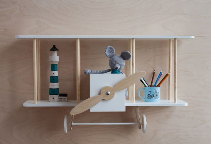 shelf design in the interior of a children's room