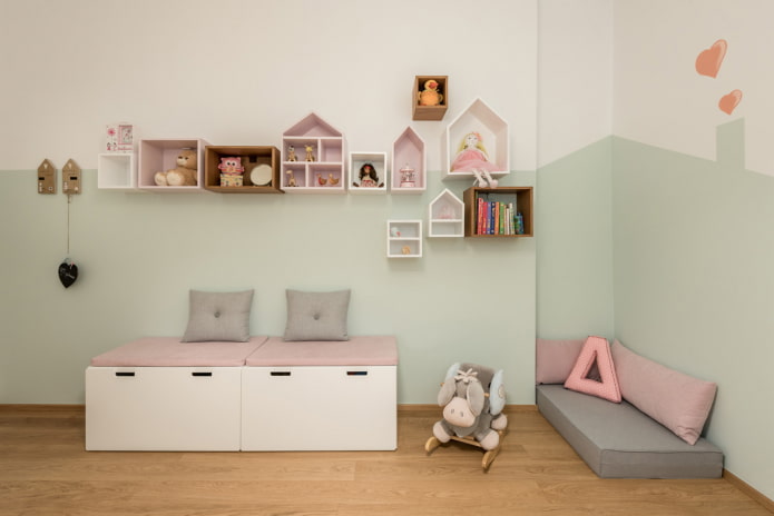 shelf design in the interior of the children's room