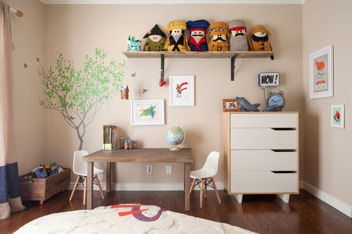 shelves for toys in the interior of the nursery