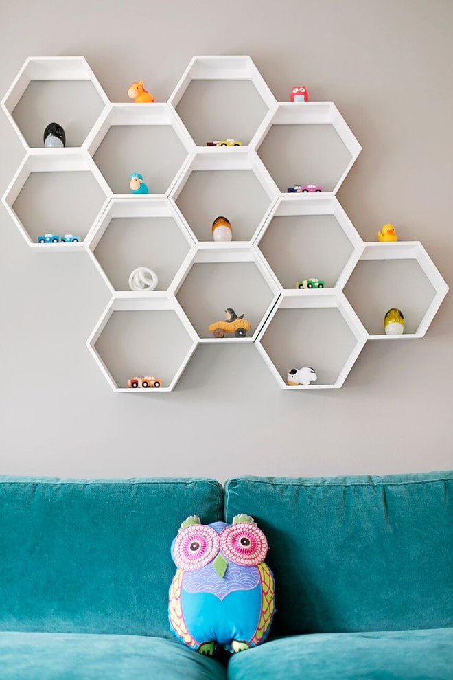 small shelves in the interior of the children's room