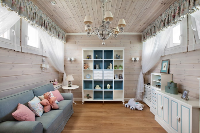shelves in the nursery in the Provence style