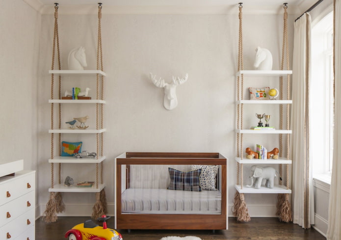 shelf design in the interior of a children's room