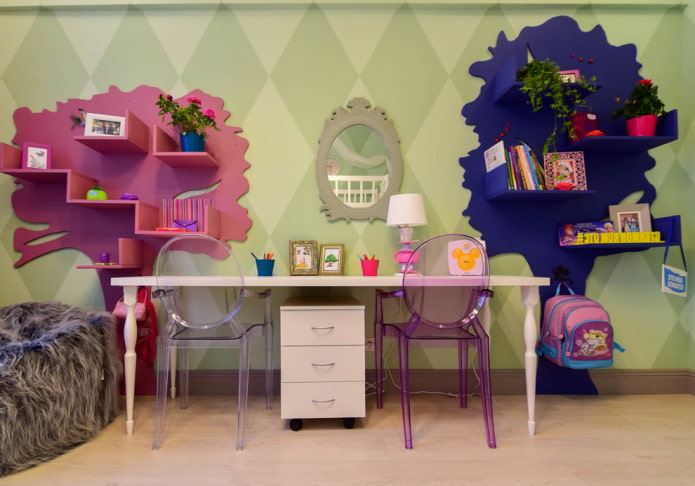 shelf design in the interior of a children's room