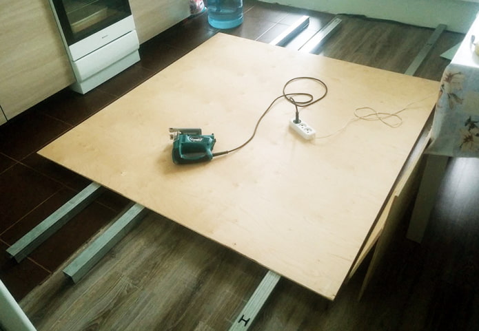 Cutting the plywood