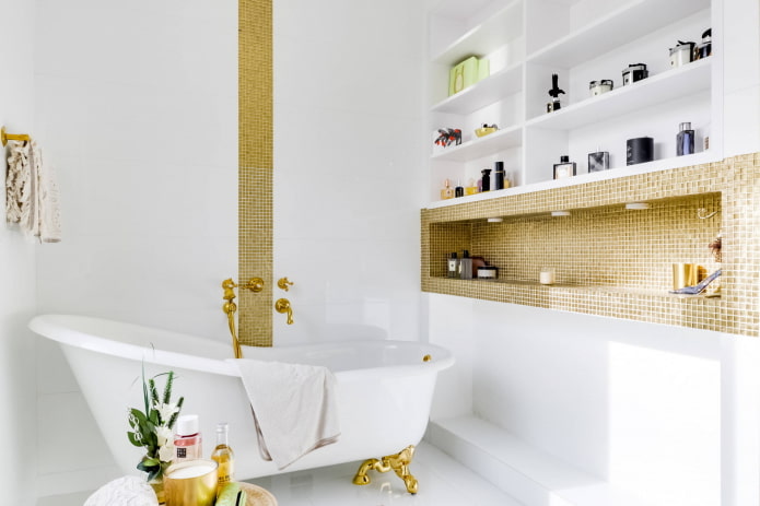 Shelf decorated with mosaic