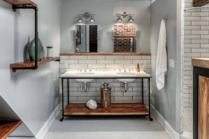 Shelves with pipes