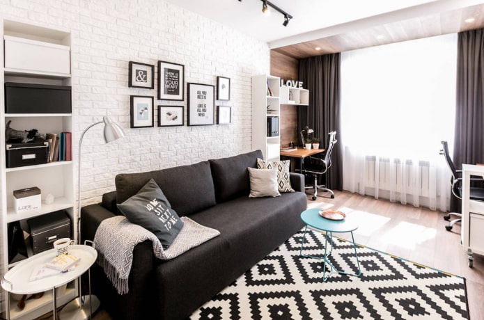 black and white living room