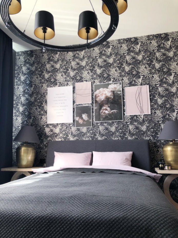stylish gray and pink bedroom