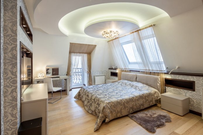 plasterboard ceiling in the bedroom