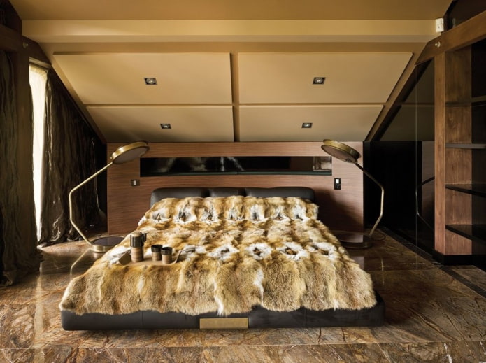 sloping ceiling in the bedroom