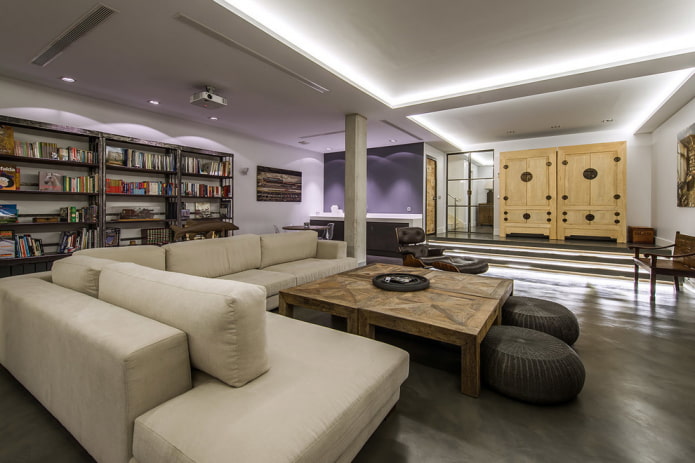 plasterboard ceiling in a loft style