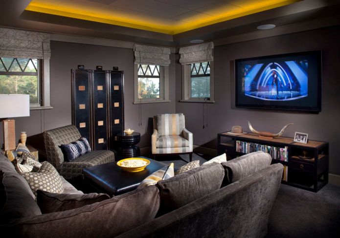 plasterboard ceiling with lighting in the hall