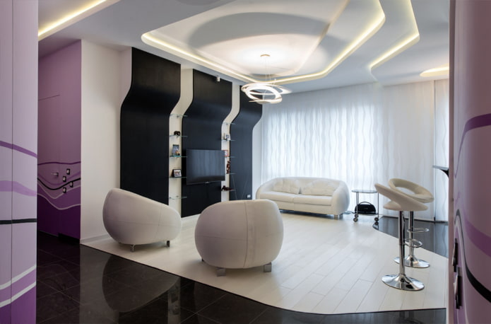plasterboard ceiling in high-tech style