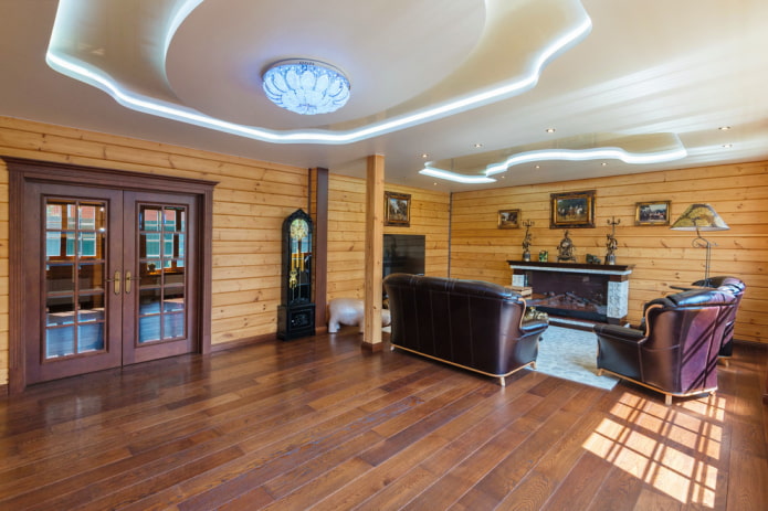 plasterboard ceiling with lighting in the hall