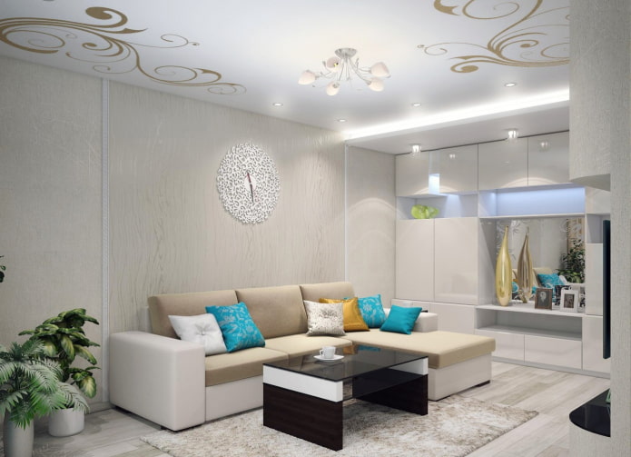 plasterboard ceiling with patterns in the hall
