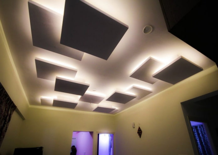 plasterboard structure with squares