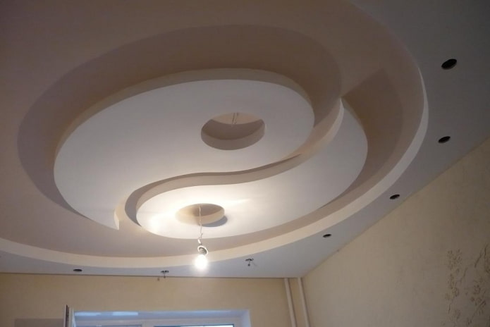 yin-yang shaped plasterboard construction