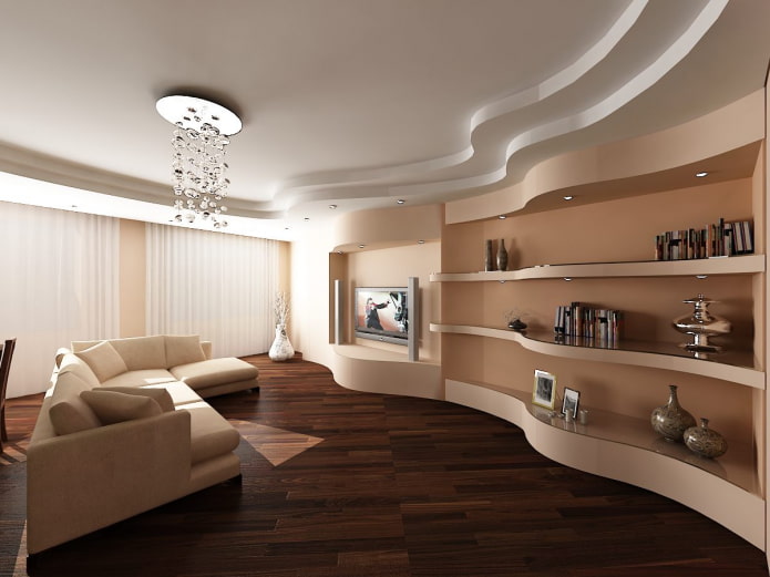 multi-level plasterboard structure in the hall